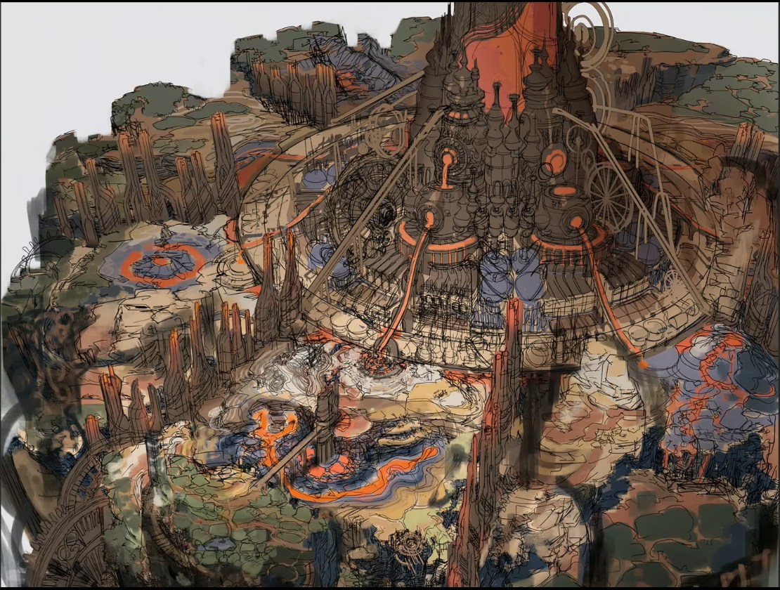 溶岩地帯の機械要塞