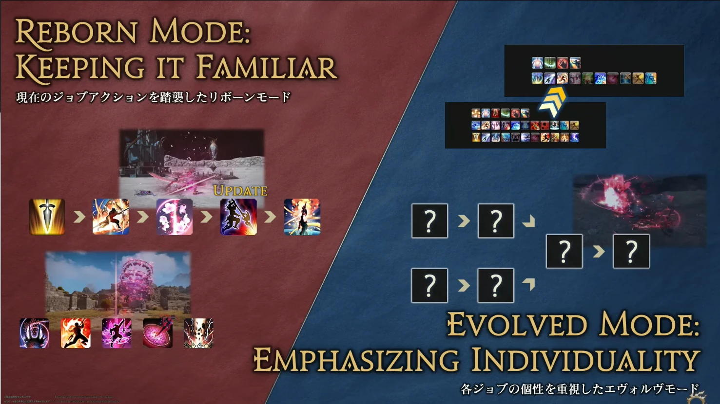 クリックで拡大(Enter/Spaceでも開く) REBORN vs EVOLVED アクション構成比較